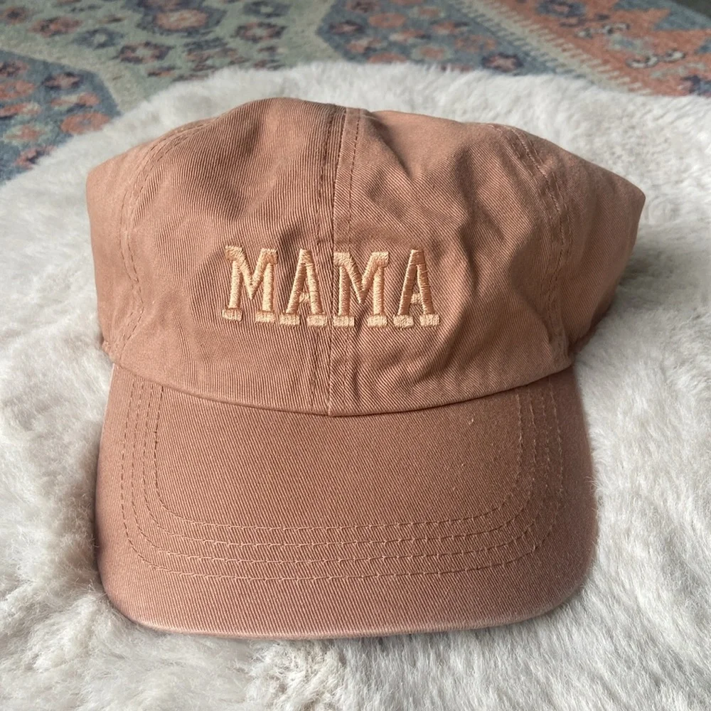 Boutique women’s MAMA embroidered baseball hat blush mauve brown dad cap OSFM